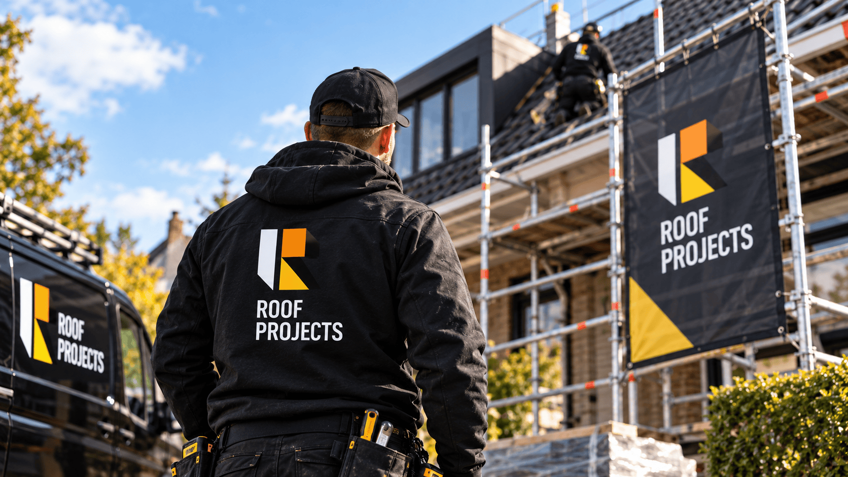 Vakmannen aan het werk + banner
